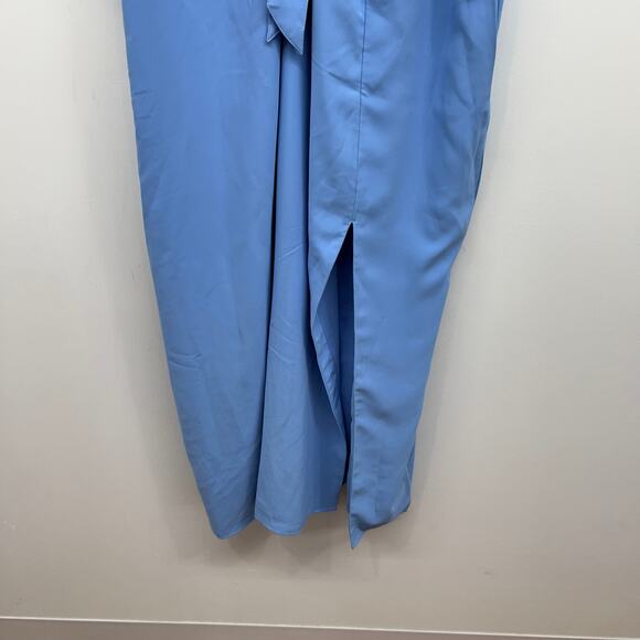 NEW Abercrombie Blue Tie Neck Slit Sleeveless Midi Dress XLT XL TALL - Picture 5 of 7